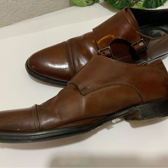 To Boot New York Men’s  8 brown leather double monk strap cap-toe dress shoes main image 5